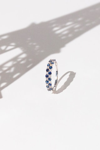 Anello Princesse Grace - Oro bianco, diamanti e zaffiri