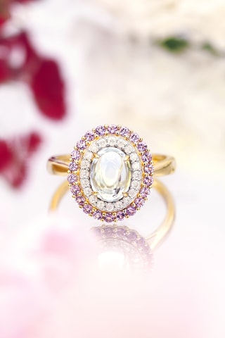 Anillo Apayao - Oro amarillo, diamantes, amatistas y topacios