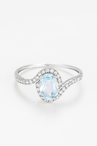 Anello Skopa -  Oro bianco, diamanti e topazio