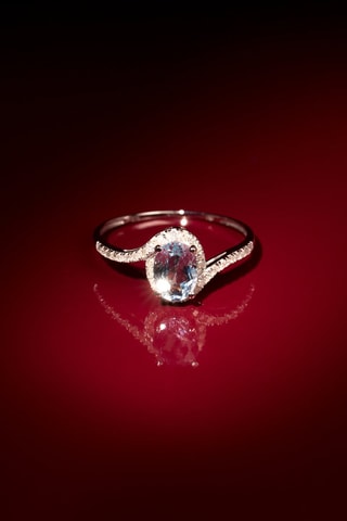 Anello Skopa -  Oro bianco, diamanti e topazio