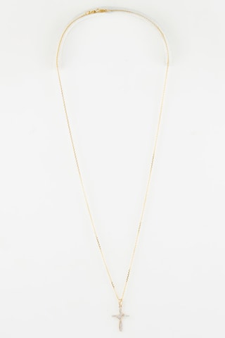 Hanger Ma croix torsadée 
Geelgoud en Diamanten