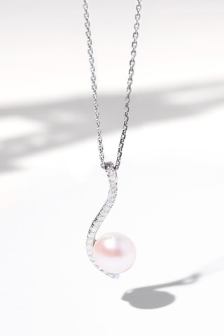 Hanger Vague Sublime - Witgoud, Diamanten en Cultivéparel