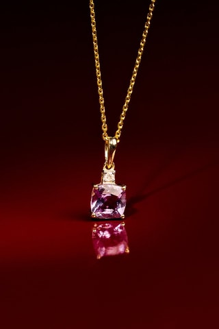 Hanger Tonga - Geelgoud, Diamanten en Amethist