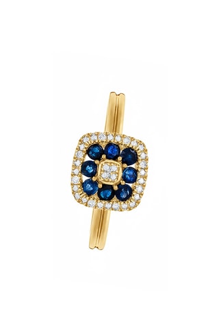 Anillo - Oro amarillo, diamantes y zafiros