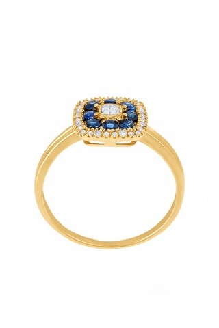 Anillo - Oro amarillo, diamantes y zafiros