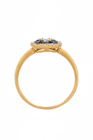 Anillo - Oro amarillo, diamantes y zafiros
