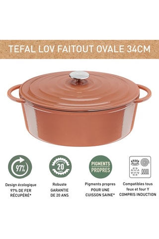 Cocotte ovale en fonte d'acier Lov - 34 x 26 cm - 7,2 l
