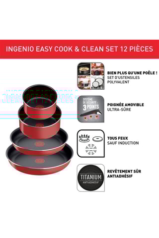 Batterie de cuisine Ingenio Easy Cook N Clean - 12 pièces