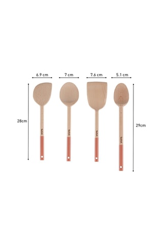 4 ustensiles de cuisine en bois Natura - Naturel
