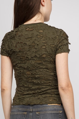 Top bi-matière - Vert olive