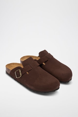 Sabot in pelle scamosciata Noe - Marrone scuro