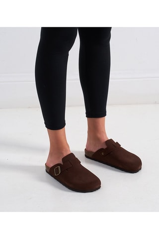 Sabot in pelle scamosciata Noe - Marrone scuro