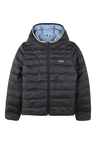 Doudoune réversible à capuche - Noir et ciel - Boss