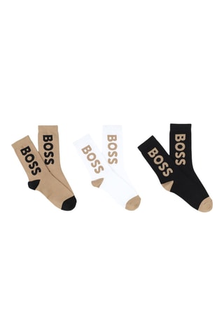 3 paires de chaussettes - Marron clair, blanc et noir - Boss