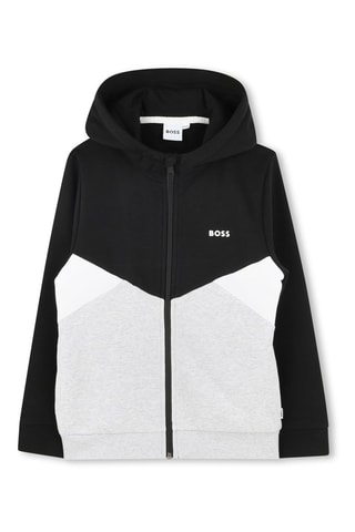 Sweat à capuche - Noir et gris clair chiné - Boss