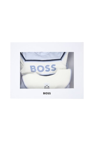 Grenouillère et bavoir en coton biologique - Ciel - Boss