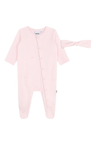 Grenouillère et bandeau en coton biologique - Rose - Boss