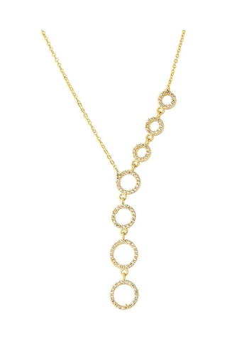 Collar - Latón chapado en oro y circones