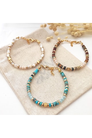 Pulsera de perlas - Latón chapado en oro 