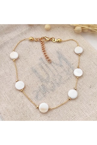 Pulseira de tornozelo com pérolas - Latão banhado a ouro 