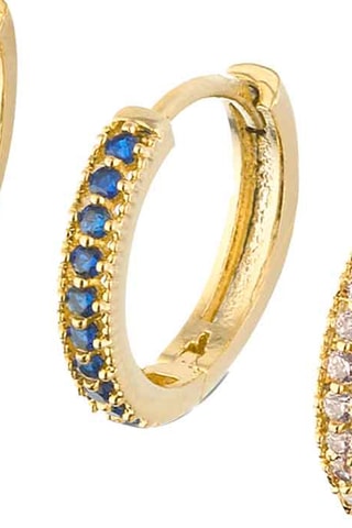 Trio de brincos - Latão banhado a ouro e zircões