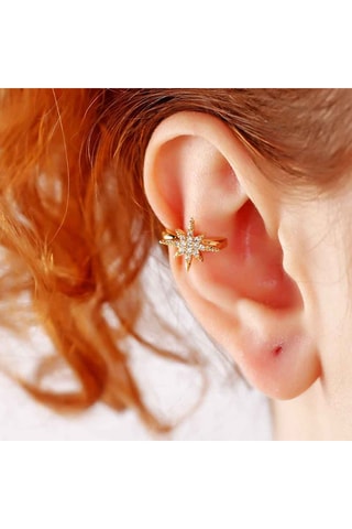 Earcuff de estrella - Latón chapado en oro 