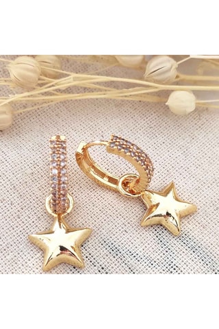 Criollas de estrellas - Latón chapado en oro y circones