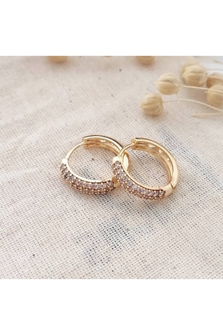 Argolas - Latão banhado a ouro e zircões 