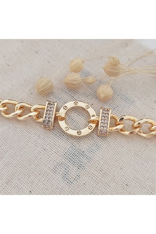 Pulsera - Latón chapado en oro y circones