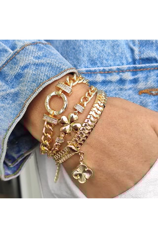 Pulsera - Latón chapado en oro y circones