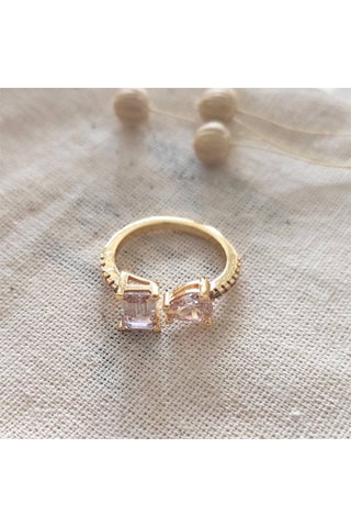 Anillo ajustable - Latón chapado en oro y circones