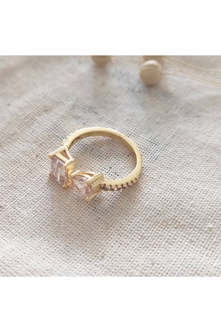 Anillo ajustable - Latón chapado en oro y circones