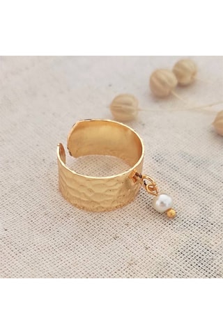 Anillo ajustable - Latón chapado en oro y perla de nácar 