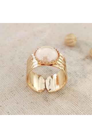 Anillo ajustable - Latón chapado en oro y perla sintética