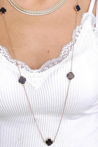 Collar - Latón chapado en oro - Negro 