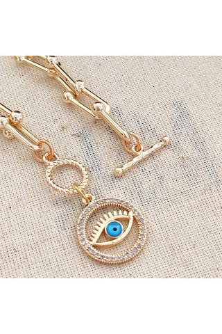 Pulsera Eye - Latón chapado en oro y circón