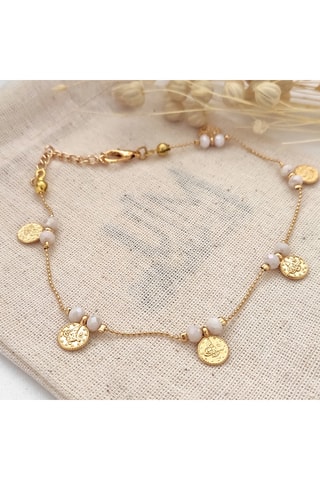 Pulseira de tornozelo - Latão banhado a ouro e cristais