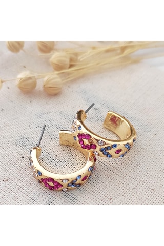 Pendientes - Latón chapado en oro y circones