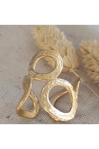 Anillo en espiral redonda ajustable - Latón bañado y chapado en oro mate