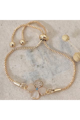 Pulsera - Latón chapado en oro y circonitas