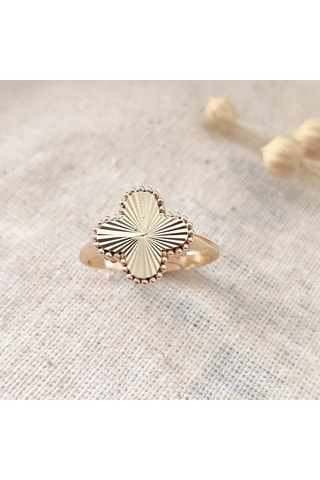 Anillo ajustable de trébol - Latón chapado en oro 