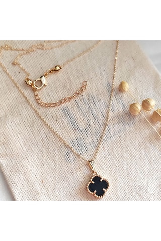 Collar de trébol - Latón chapado en oro y perla de nácar