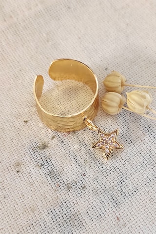 Anillo - Chapado en oro amarillo y circones