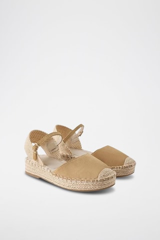 Alpargatas com cunha em couro - Bege
