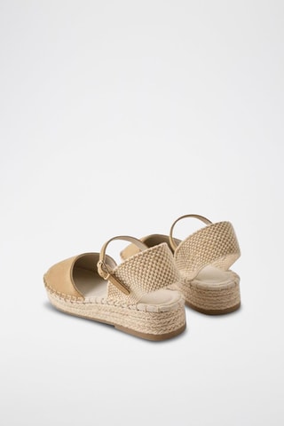 Alpargatas com cunha em couro - Bege