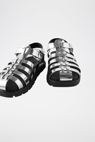 Sandalias con plataforma - Negro y plateado