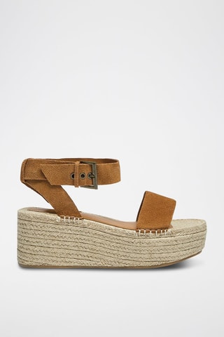 Sandálias com plataforma em nobuck - Castanho