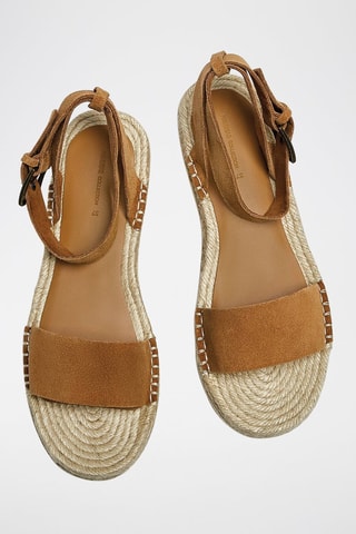 Sandálias com plataforma em nobuck - Castanho