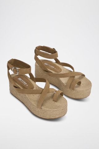 Sandálias com plataforma em nobuck - Castanho