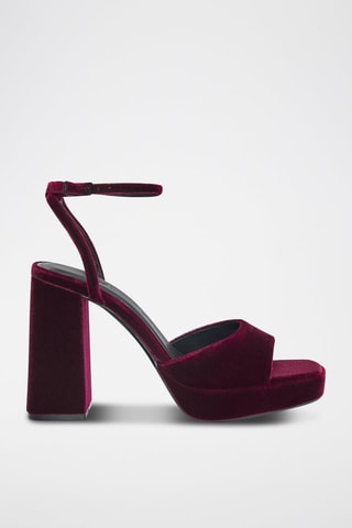 Sandálias com plataforma em veludo - Bordô